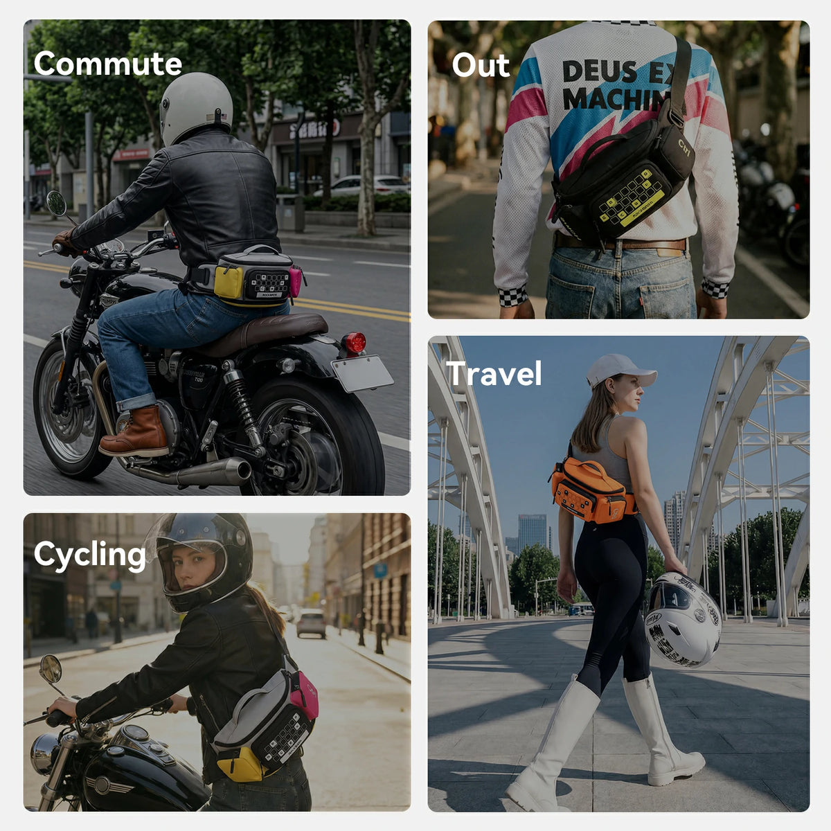 3.2L Expandable Motorcycle Waist Bag with Magnetic Buckle
