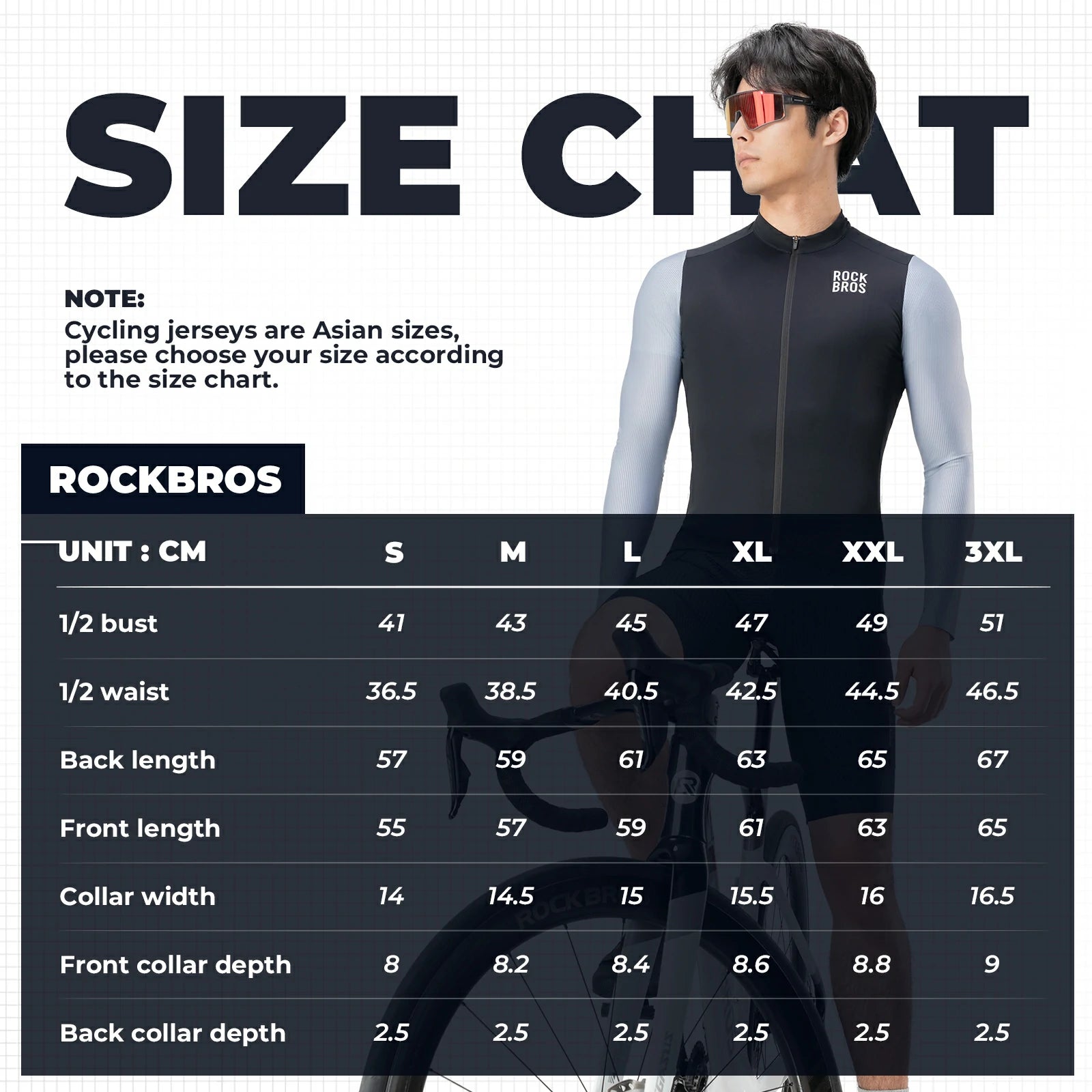 ROCKBROS Men's Cycling Jersey Long Sleeve Pro Road Bike Shirt Full Zipper