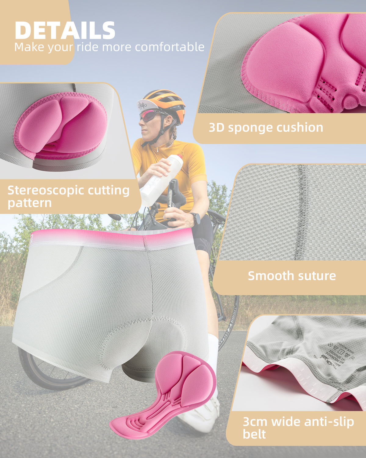 womens padded bicycle underwear ROCKBROS Women's Cycling Underwear 4D Padded Bike Shorts Bicycle Mountain Undershorts for Women Riding Briefs