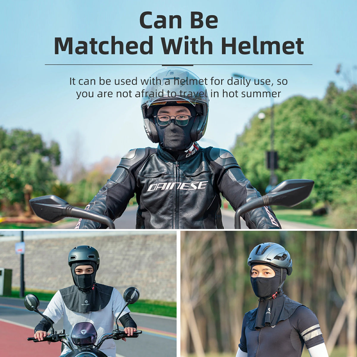 cn you wear a motorcycle helmet in the summer ROCKBROS Summer Balaclava Ice Silk Cooling Balaclava Breathable Balaclava Face Mask