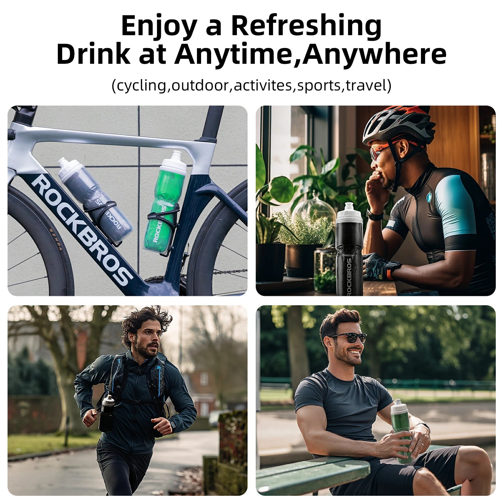 ROCKBROS 24OZ Insulated Bike Water Bottle