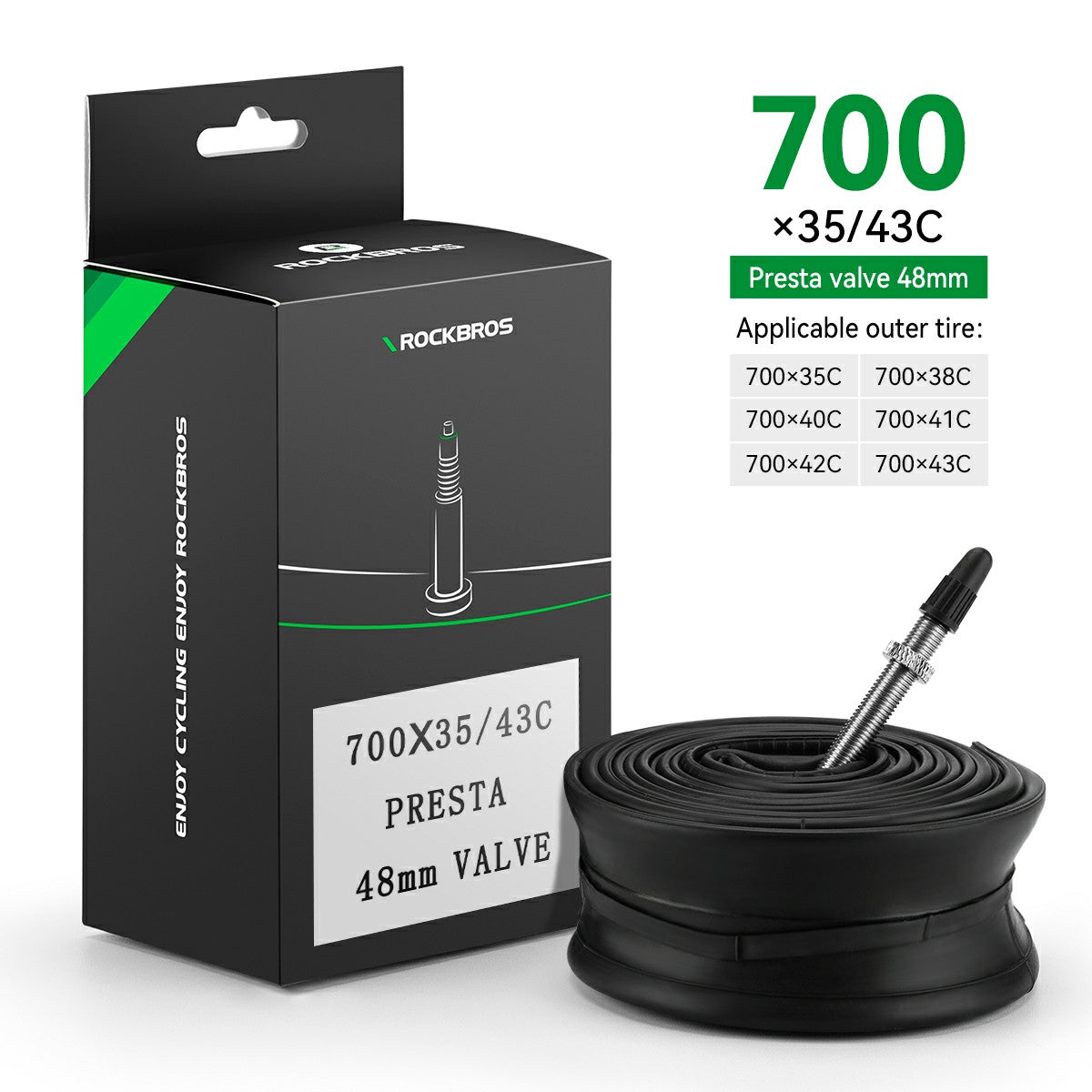ROCKBROS  700X23/25/28/35C Road Bike Inner Tube 48mm Presta/Schrader Valve High Self Sealing Butyl Rubber - ROCKBROS