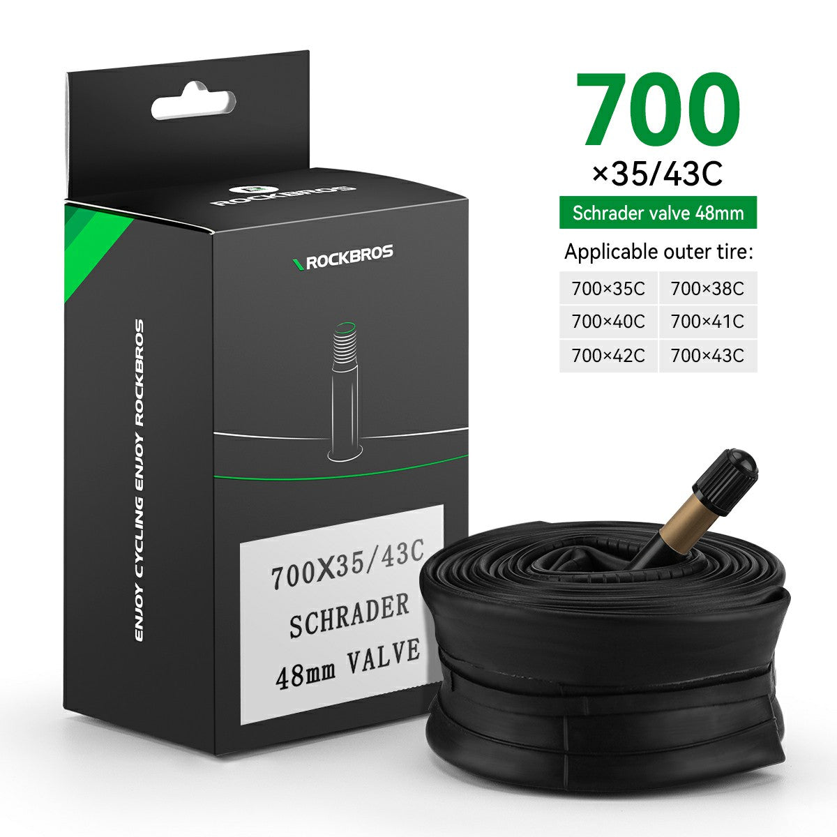 ROCKBROS  700X23/25/28/35C Road Bike Inner Tube 48mm Presta/Schrader Valve High Self Sealing Butyl Rubber - ROCKBROS