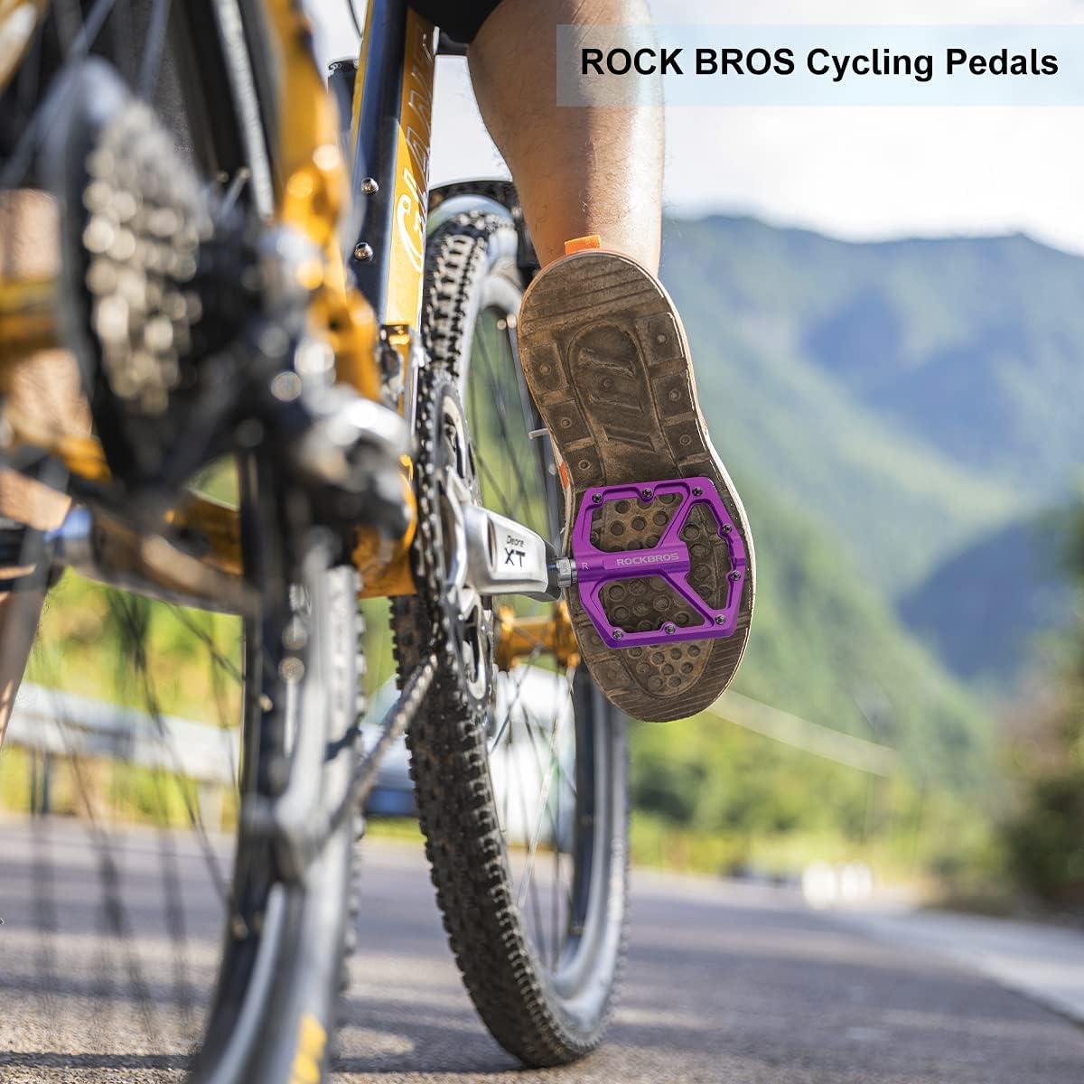ROCKBROS Bike Pedals Lightweight Aluminum Platform 9/16'' Sealed Bearing - ROCKBROS