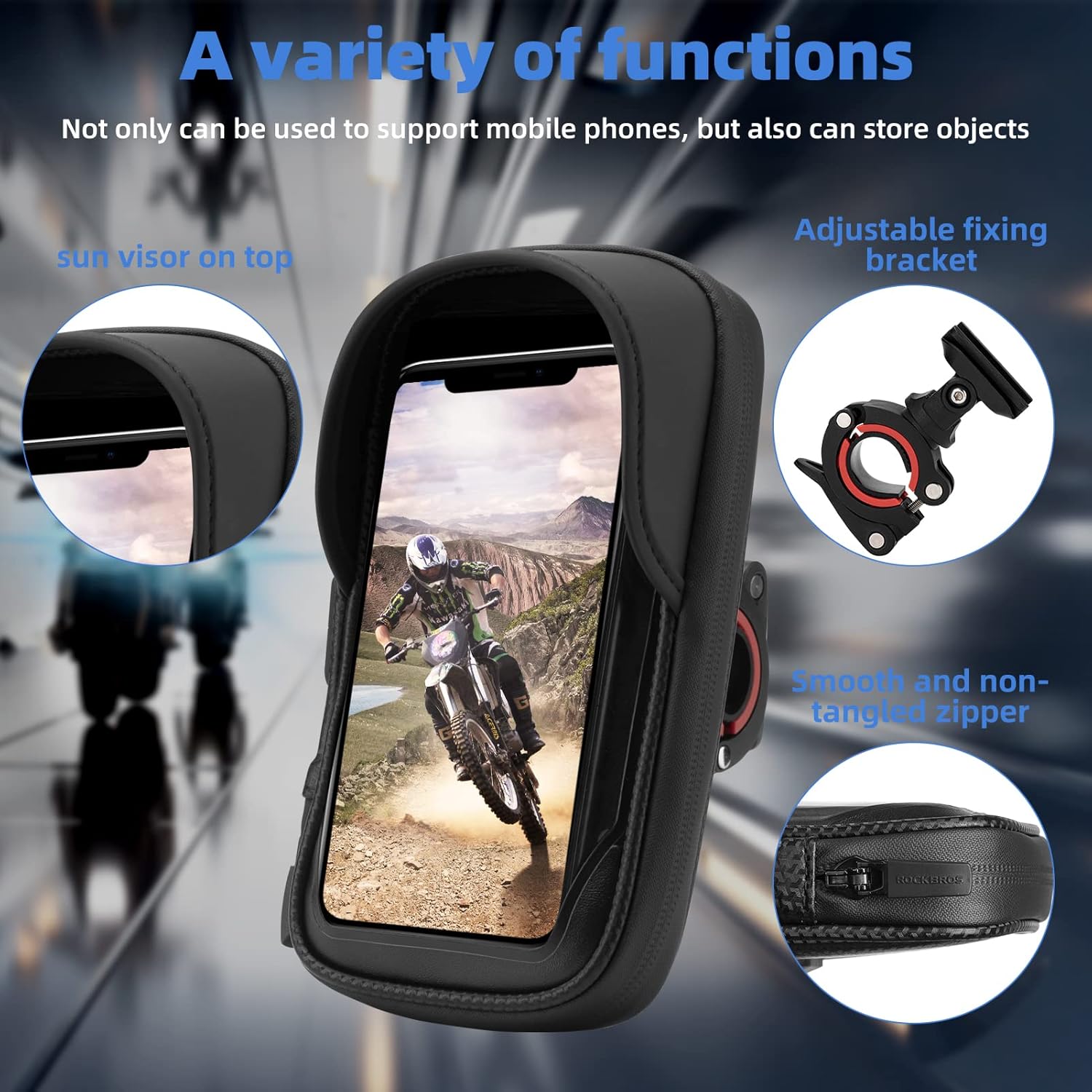 ROCKBROS Motorcycle Phone Mount Waterproof Handlebar Phone Bag - ROCKBROS