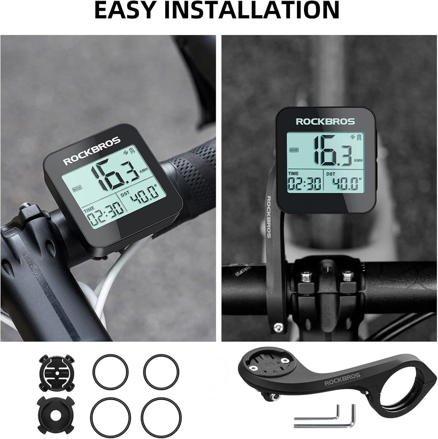 ROCKBROS GPS Bike Computer Accurate Wireless Speedometer with Backligh ...