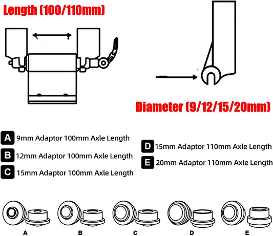ROCKBROS Suction Cup Bike Rack Adapter 9/12/15/20mm Diameter 100/110mm Axle Length