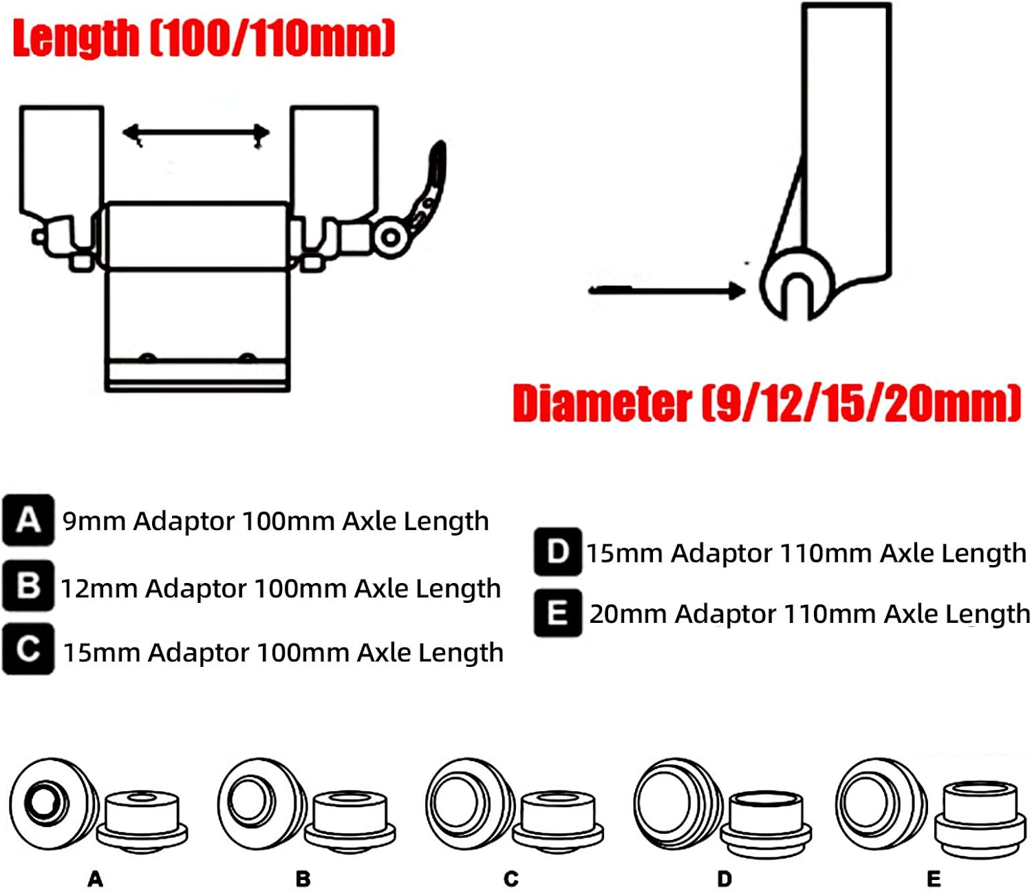 ROCKBROS Suction Cup Bike Rack Adapter 9/12/15/20mm Diameter 100/110mm Axle Length - ROCKBROS