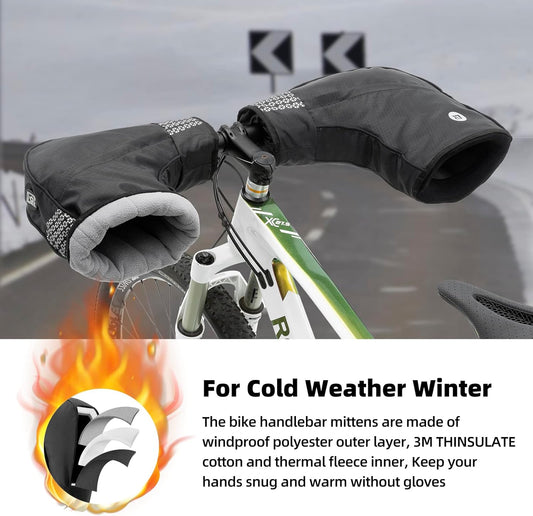ROCKBROS Bike Handlebar Mittens Cold Weather Thinsulate Thermal