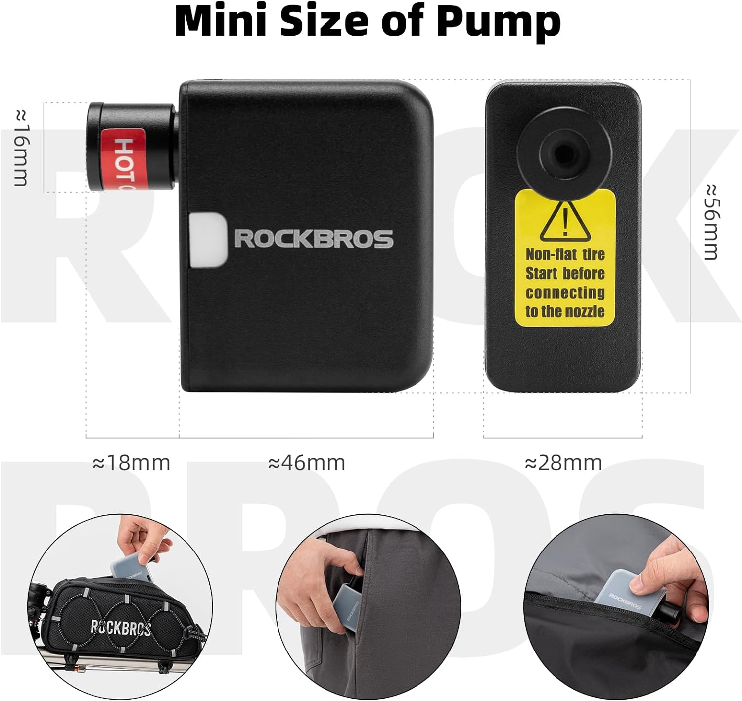 ROCKBROS AS1 Mini Electric Bike Tire Pump 100PSI