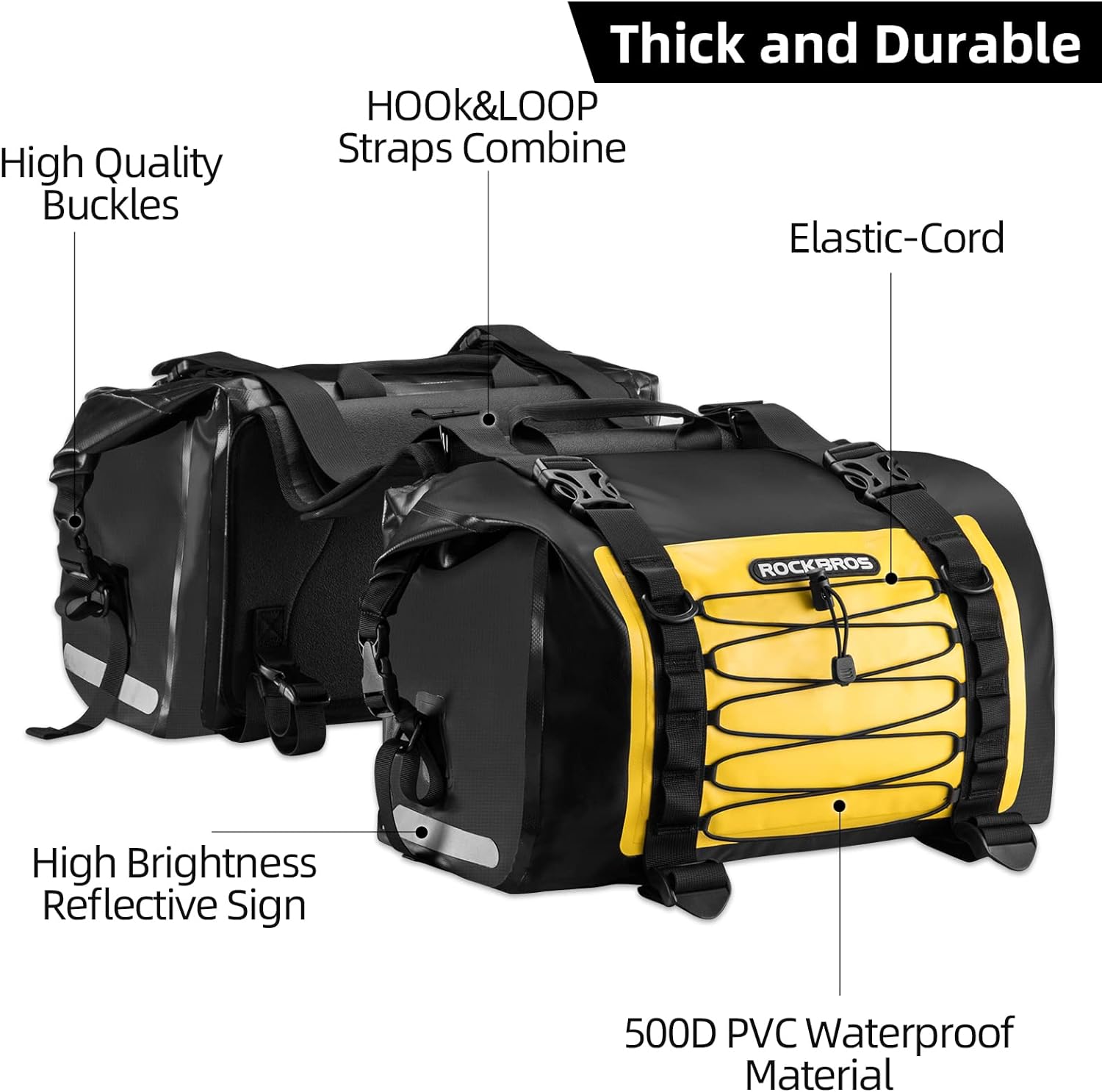 ROCKBROS 60L Waterproof Motorcycle Saddle Bags Durable Removable 2 PCS - ROCKBROS