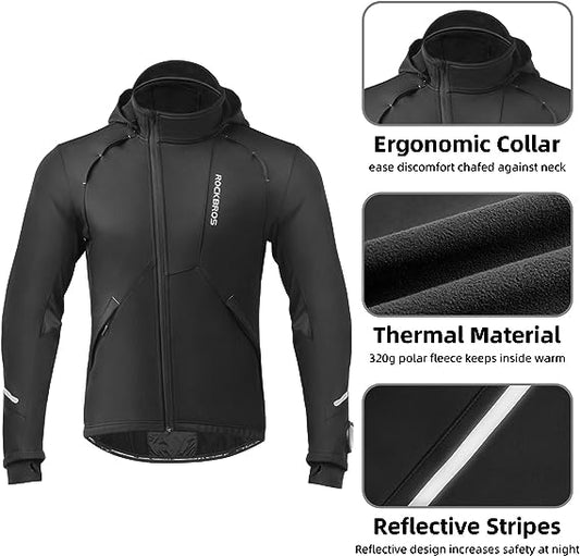 ROCKBROS Winter Cycling Jacket Windproof Jacket with TPU Power Touchscreen