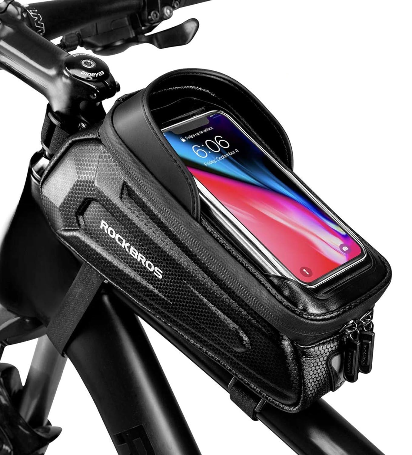 ROCKBROS Bike Phone Mount Bag,EVA Waterproof Front Frame Bag Compatible Phones Under 6.8”