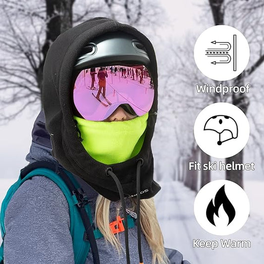 ROCKBROS Ski Mask Balaclava Face Cover Hat Cap Scarf Black Green