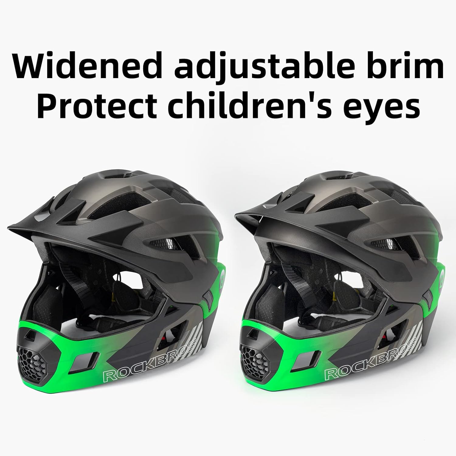 ROCKBROS Kids Full Face Bike Helmet Ages 5-14 Anti-Collision Detachable Chin - ROCKBROS