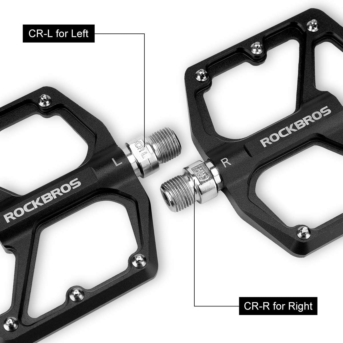ROCKBROS Bike Pedals Lightweight Aluminum Platform 9/16'' Sealed Bearing - ROCKBROS