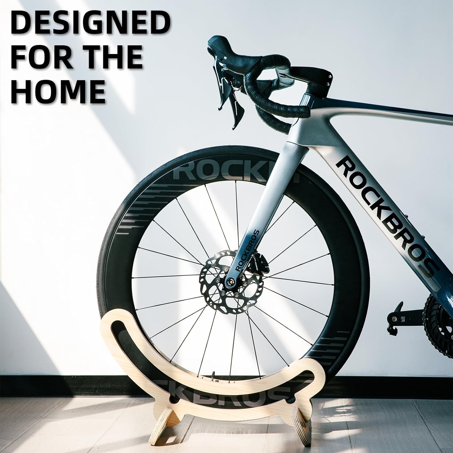 ROCKBROS Wooden Bike Stand Rack Stylish Stable Storage for Road Bikes - ROCKBROS