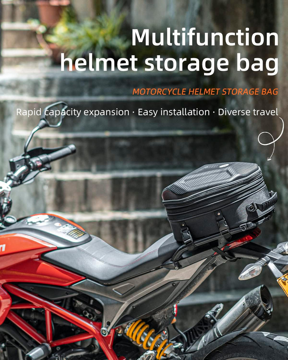 35L Expandable Motorcycle Tail Bag | Hard Shell Luggage