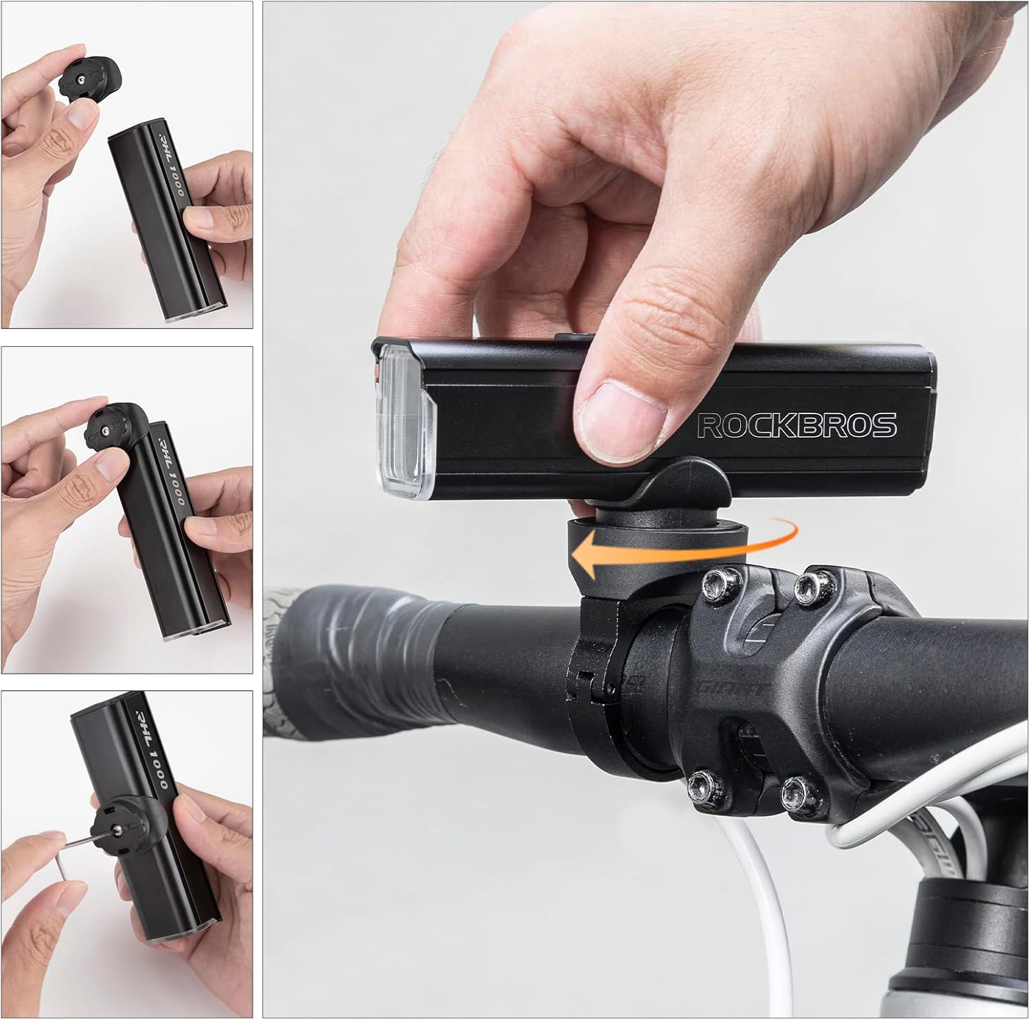 ROCKBROS RHL1000 Bike Headlight 1000 Lumens 4500 mAh IPX6 Waterproof - ROCKBROS