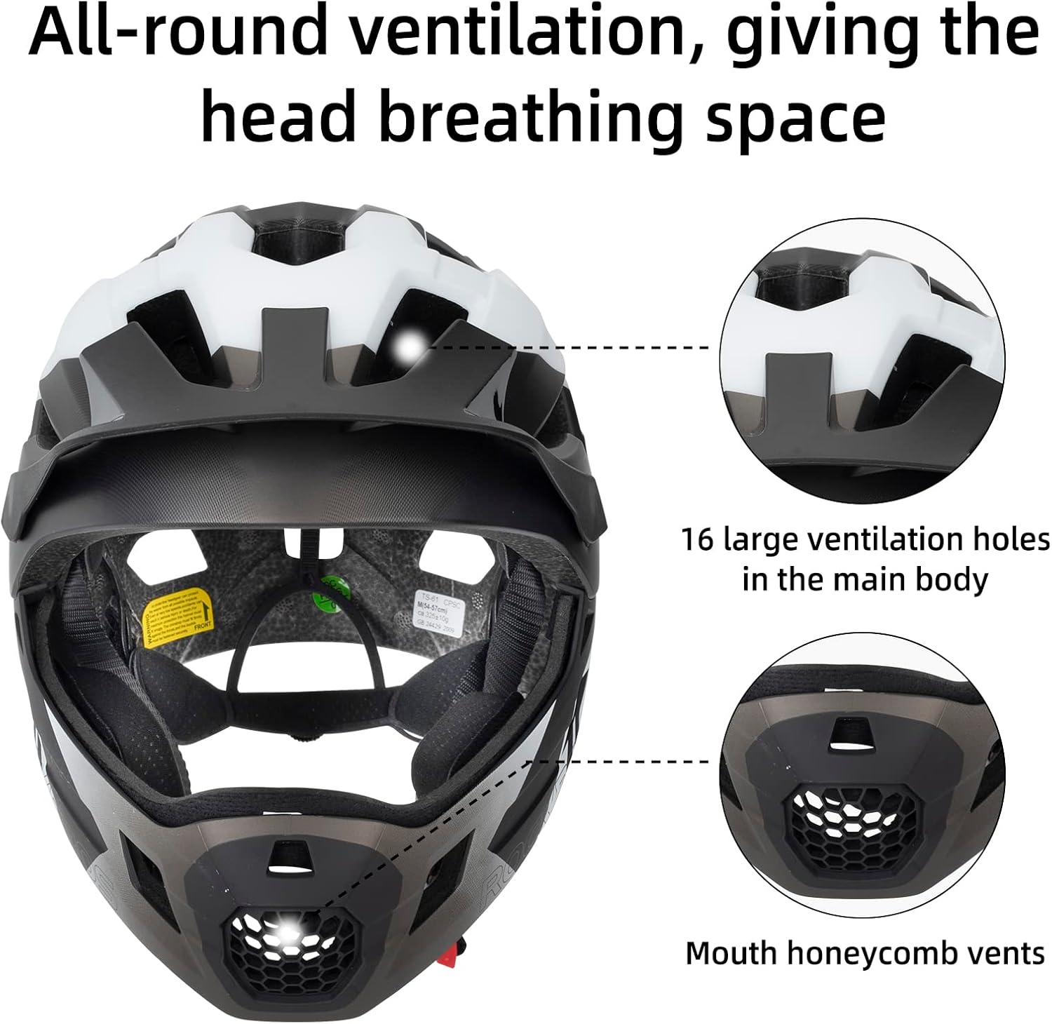 ROCKBROS Kids Full Face Bike Helmet Ages 5-14 Anti-Collision Detachable Chin - ROCKBROS