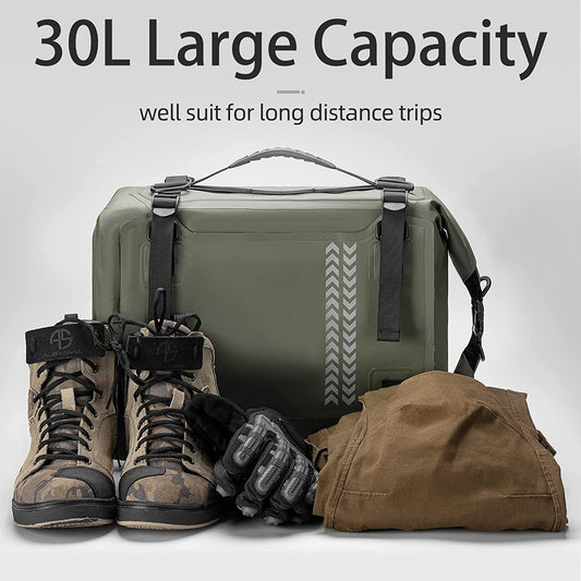 ROCKBROS Motorcycle Tail Bag Waterproof 30L Luggage Pannier Dry Bag Army Green