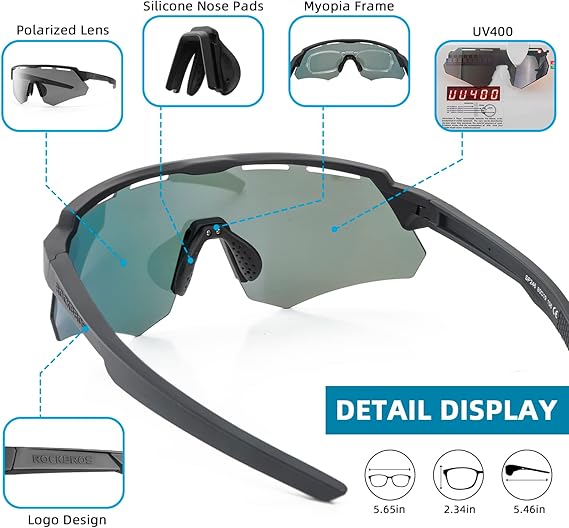ROCKBROS Polarized Cycling Glasses with 4 Interchangeable Lenses - ROCKBROS