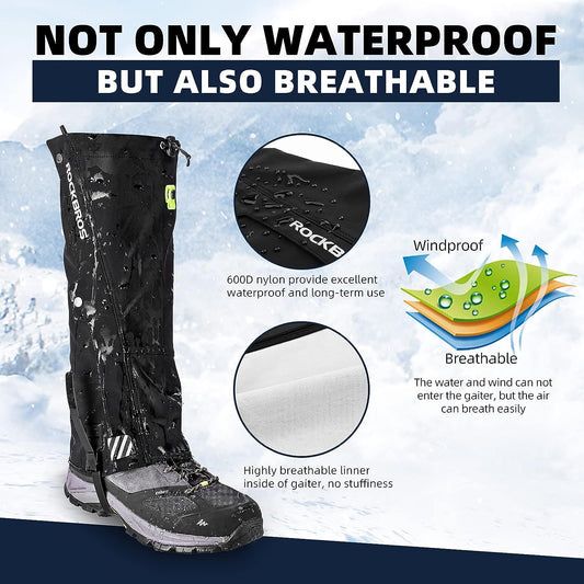 ROCKBROS Snow Boot Leg Gaiters Waterproof Hiking Gaiters