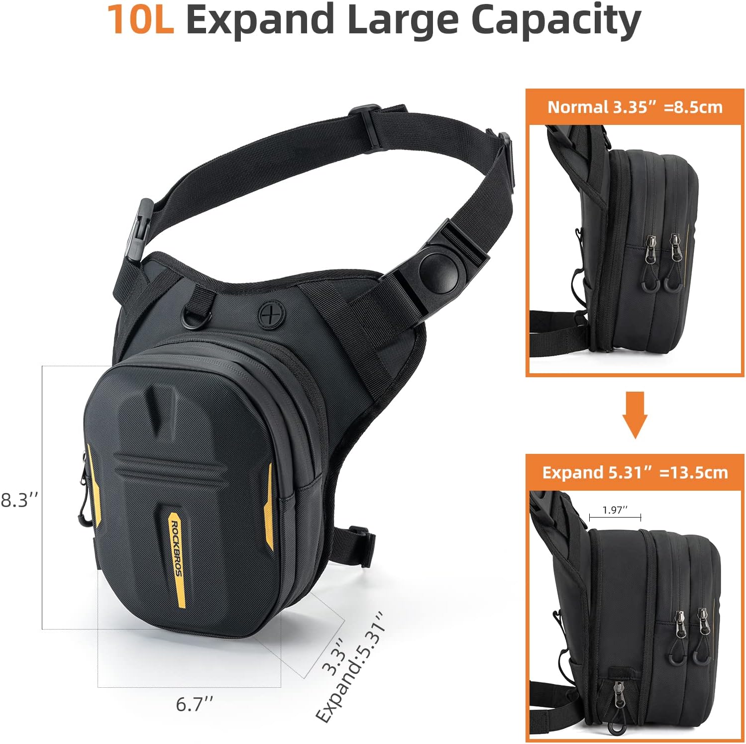 ROCKBROS 3-IN-1 Motorcycle Leg Bag Waterproof, Multi-Functional 10L Pack - ROCKBROS