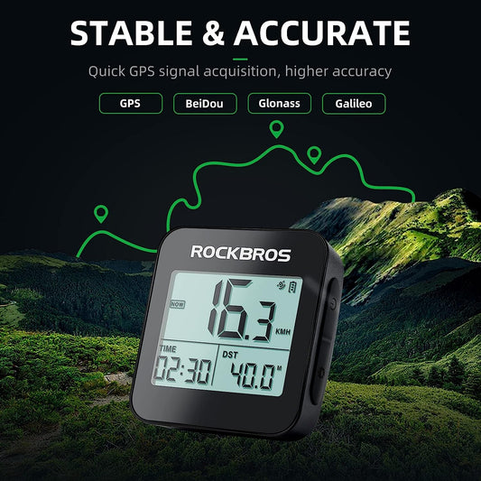 ROCKBROS G1 GPS Bike Computer Accurate Bike Speedometer Wireless