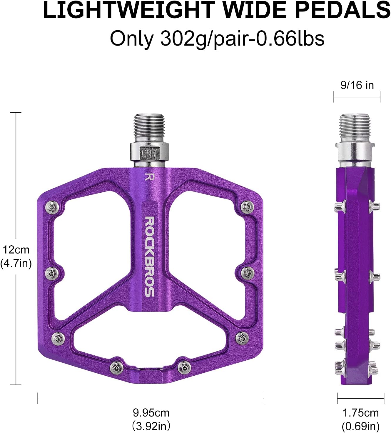 ROCKBROS Bike Pedals Lightweight Aluminum Platform 9/16'' Sealed Bearing - ROCKBROS