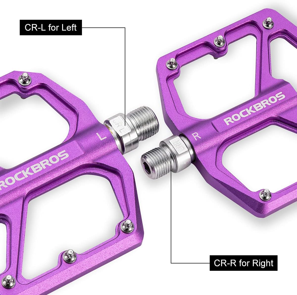 ROCKBROS Bike Pedals Lightweight Aluminum Platform 9/16'' Sealed Bearing - ROCKBROS