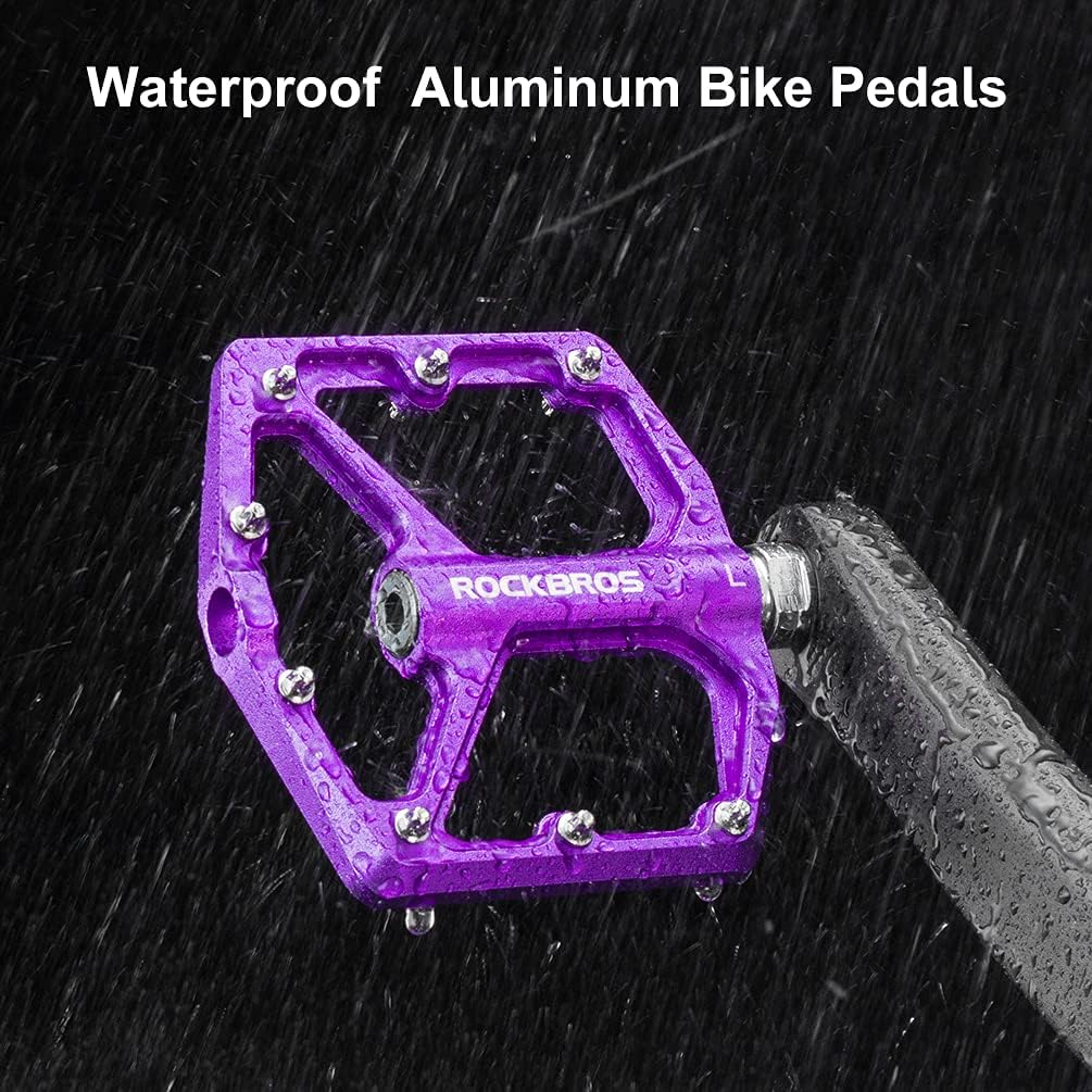 ROCKBROS Bike Pedals Lightweight Aluminum Platform 9/16'' Sealed Bearing - ROCKBROS