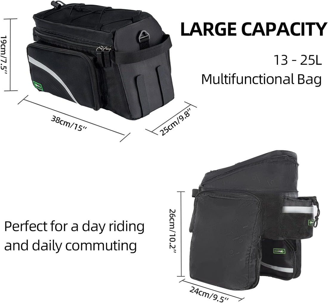 ROCKBROS Bike Trunk Bag 13L-25L Bike Rear Rack Bag