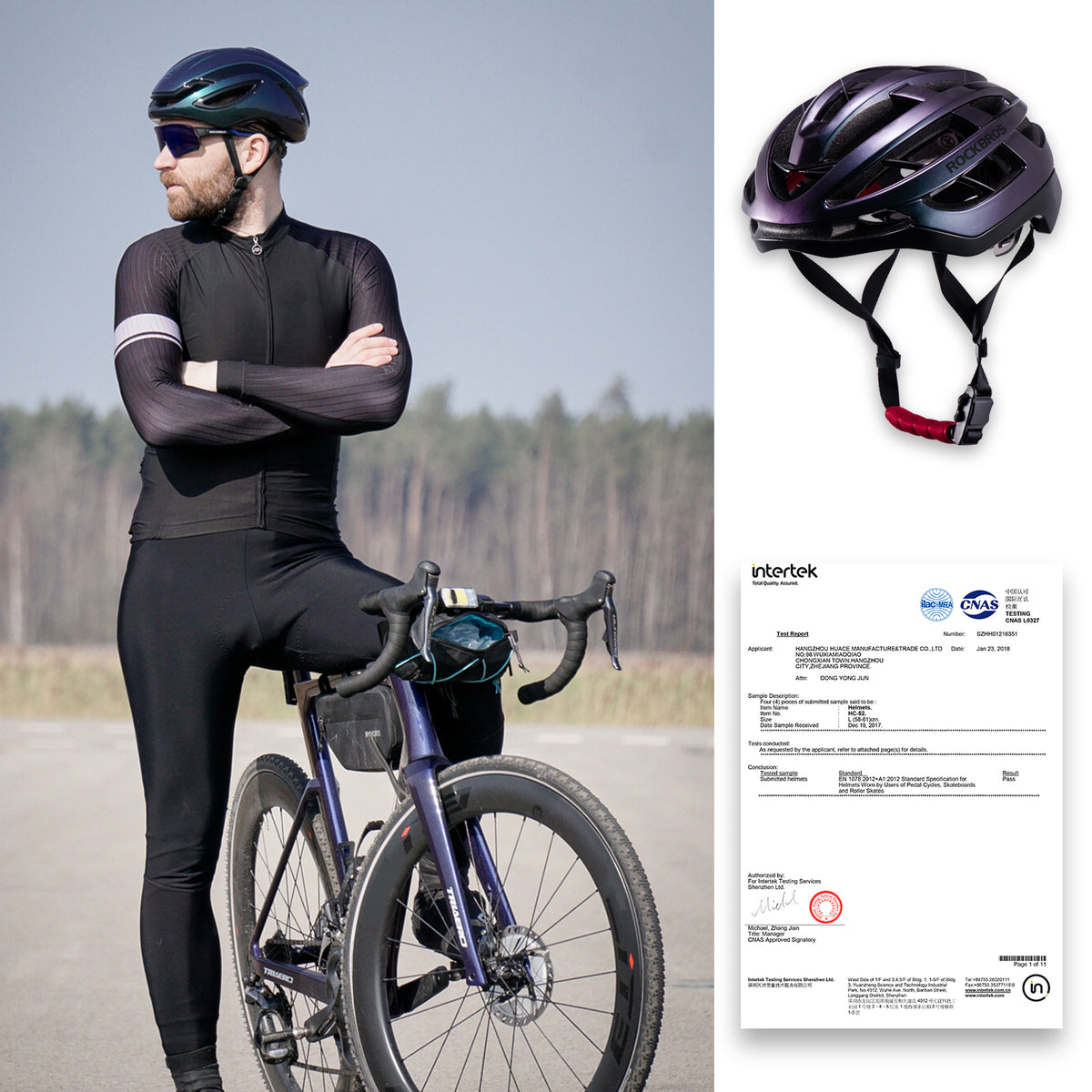 ROCKBROS Road Aero Bike Helmet for Adults TT Triathlon Helmet for Cycl