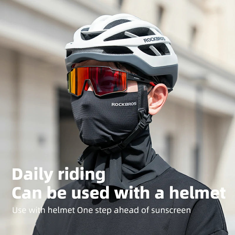 ROCKBROS Cooling Neck Gaiter with Ear Loops – Breathable UV Protection Face Scarf & Balaclava for Cycling
