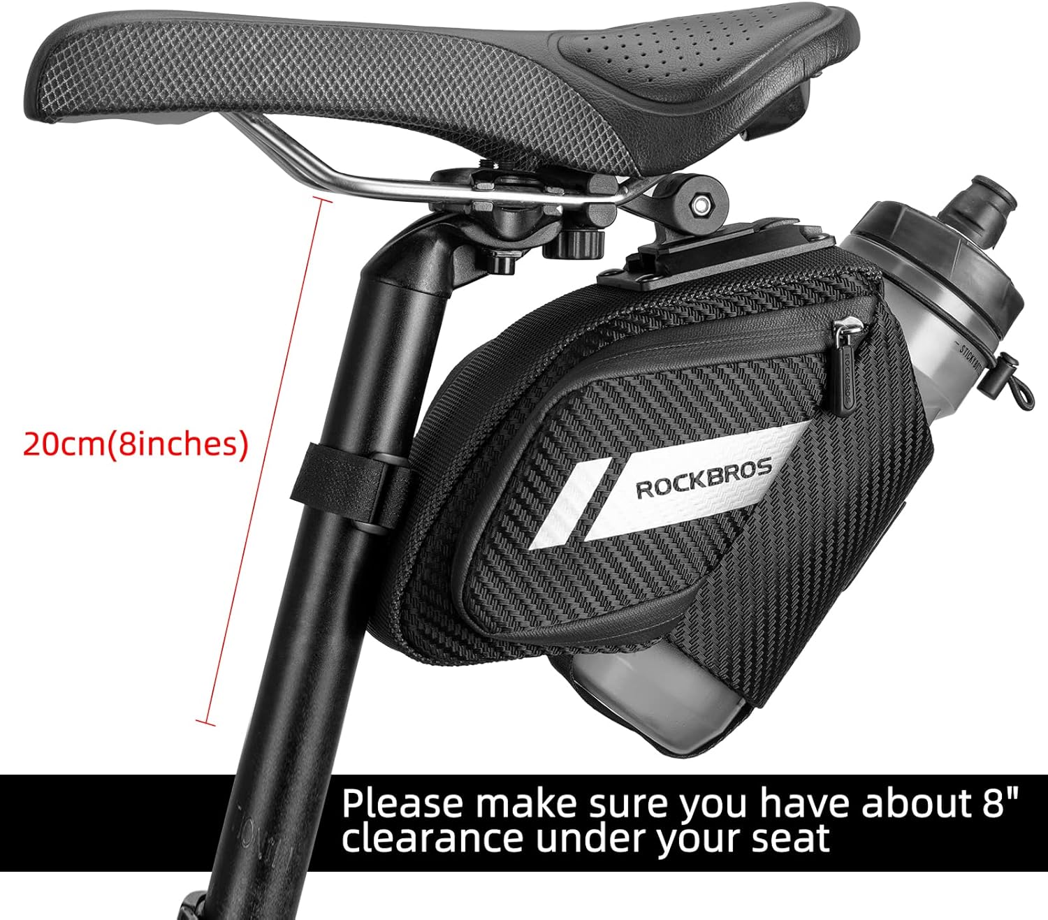 ROCKBROS Waterproof Bike Saddle Bag with Water Bottle Holder - ROCKBROS