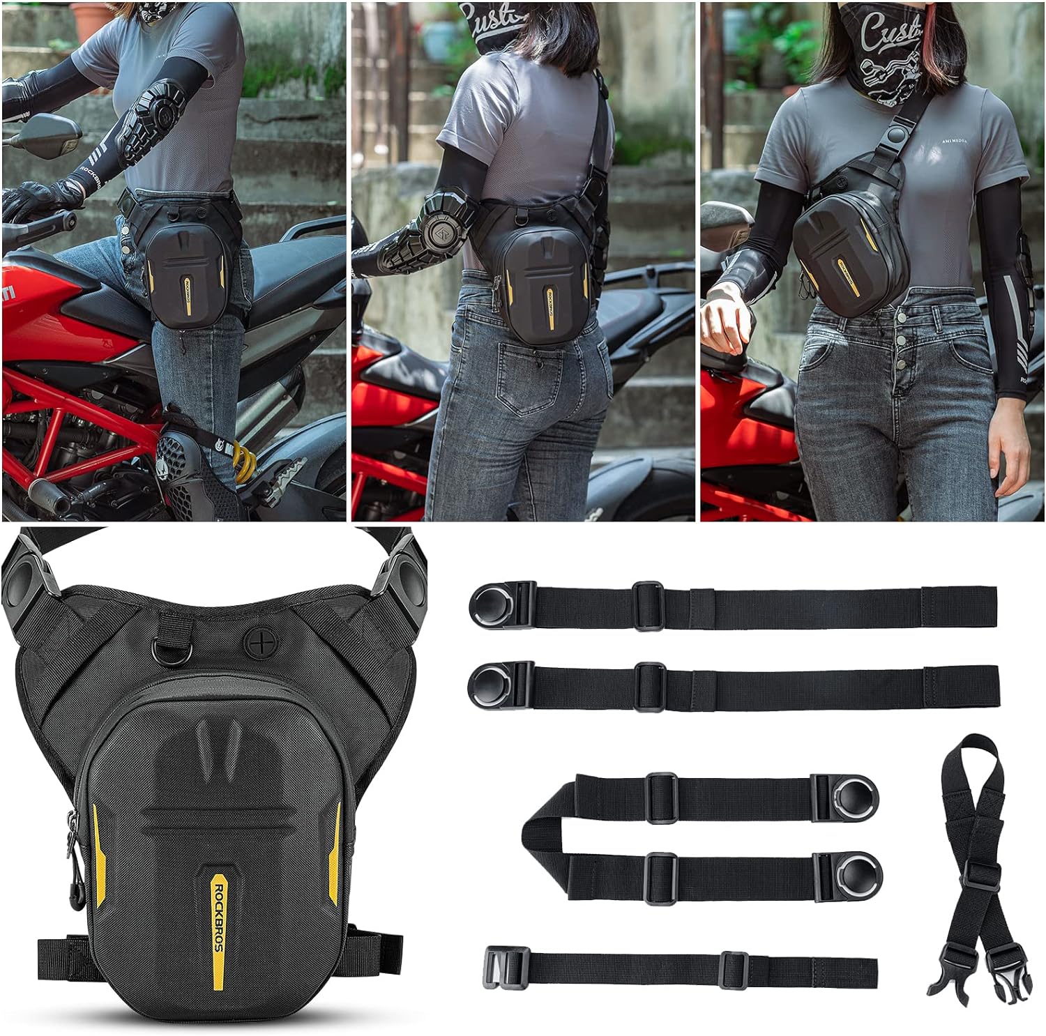 ROCKBROS 3-IN-1 Motorcycle Leg Bag Waterproof, Multi-Functional 10L Pack - ROCKBROS