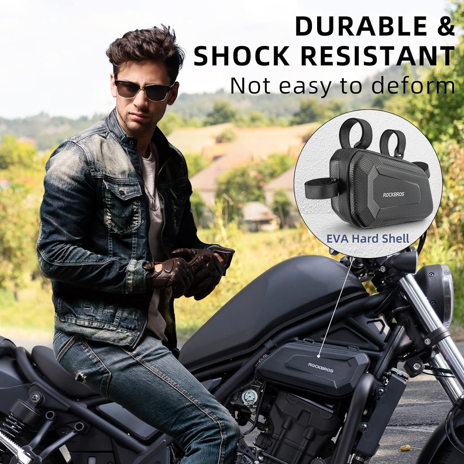 ROCKBROS EVA Hard Shell Motorcycle Tool Bag - Water-Resistant Triangle Side Bag - ROCKBROS
