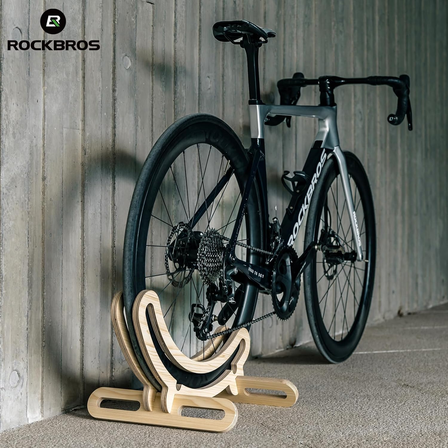 ROCKBROS Wooden Bike Stand Rack Stylish Stable Storage for Road Bikes - ROCKBROS