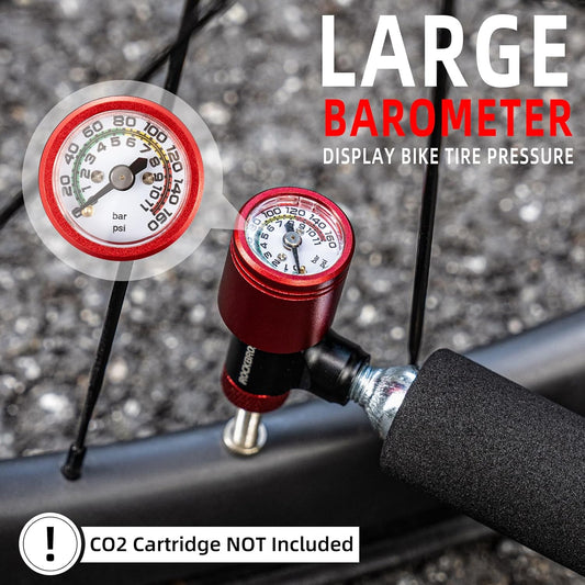 ROCKBROS CO2 Inflator for Bike Tires with 160 PSI Barometer