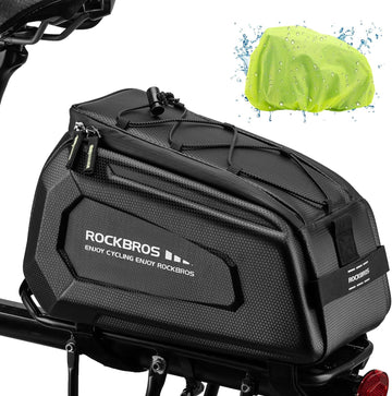 ROCKBROS Hard Shell Bike Rack Bag Waterproof 9L Capacity with Shoulder Strap