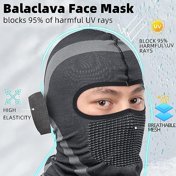 ROCKBROS Ski Mask Cold Weather Balaclava Windproof Fleece Thermal, Deep-Grey