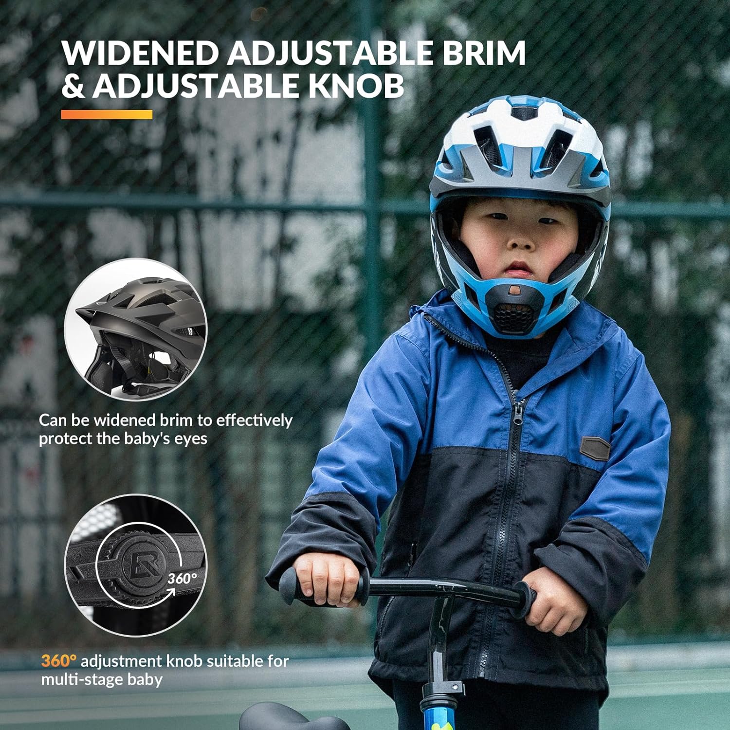 ROCKBROS Kids Full Face Bike Helmet Ages 5-14 Anti-Collision Detachable Chin - ROCKBROS
