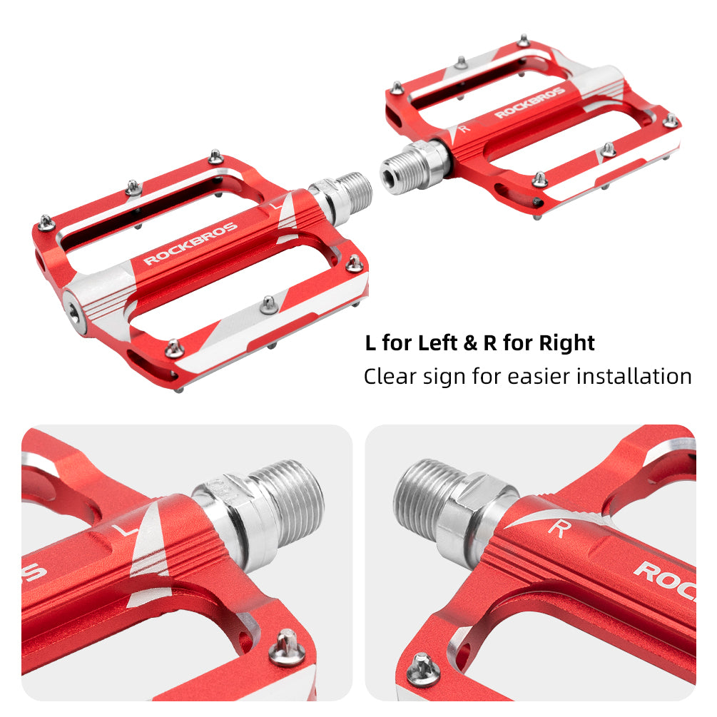ROCKBROS Mountain MTB Bike Pedals Flat Bicycle 9/16 Lightweight Carbon Fiber Sealed Bearing Alloy Flat - ROCKBROS