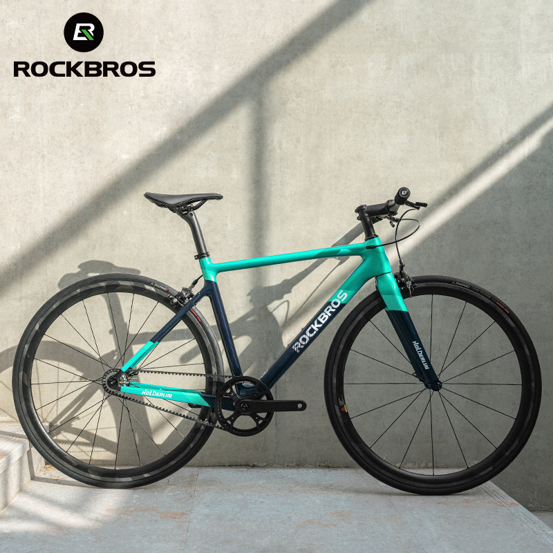 ROCKBROS T700 Carbon Fiber Aerodynamic Flat Road Bike V-brake Leisure City Bike Grey  Dark Blue
