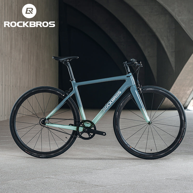 ROCKBROS T700 Carbon Fiber Aerodynamic Flat Road Bike  V-brake Leisure City Bike Green Black