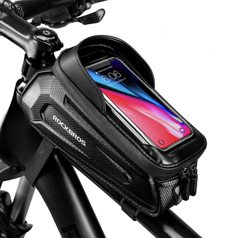 ROCKBROS Bike Phone Mount Bag,EVA Waterproof Front Frame Bag Compatible Phones Under 6.8”