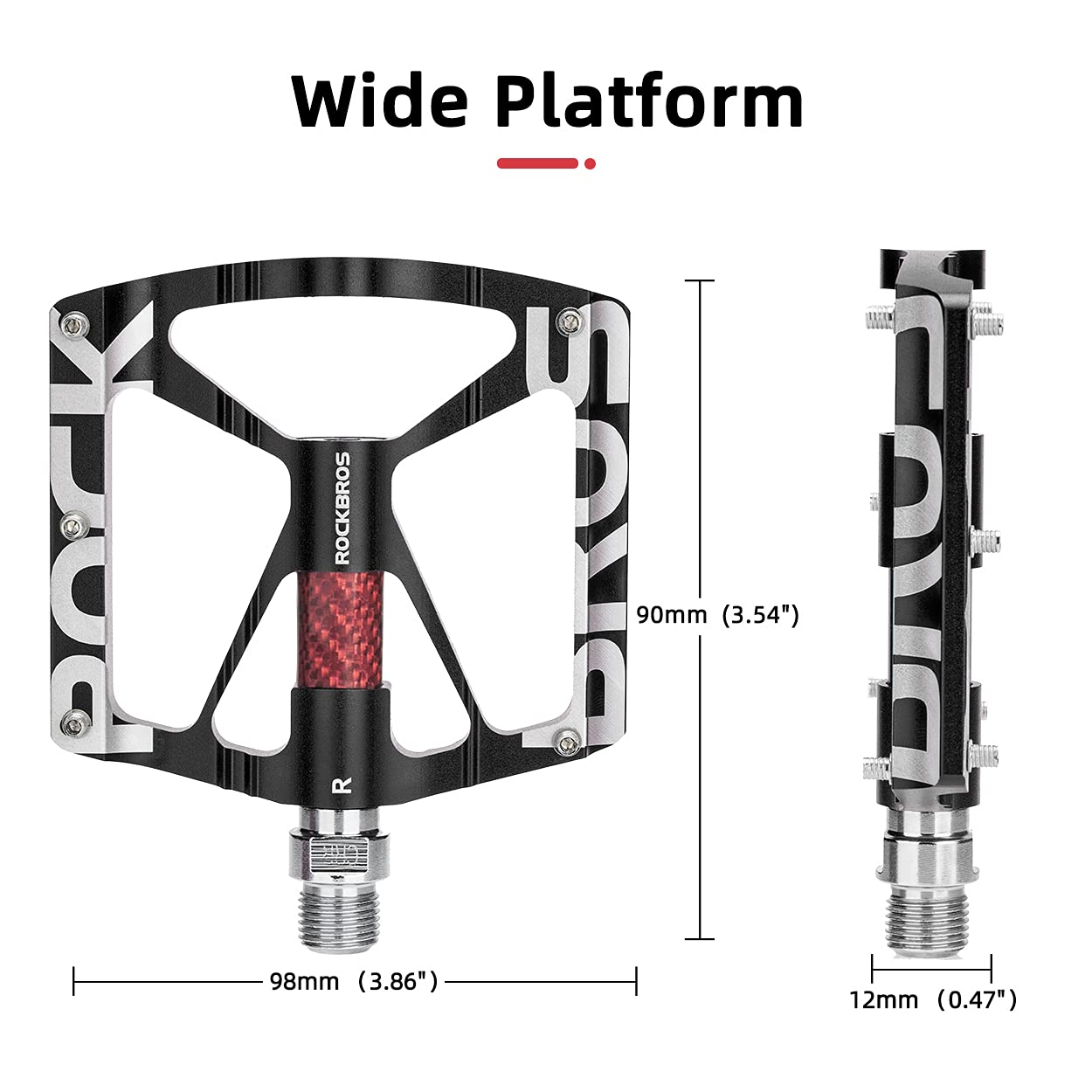 ROCKBROS Mountain Bike Pedals MTB BMX  Pedals CNC Non-Slip Lightweight Aluminum Alloy Bicycle Pedals 9/16" - ROCKBROS