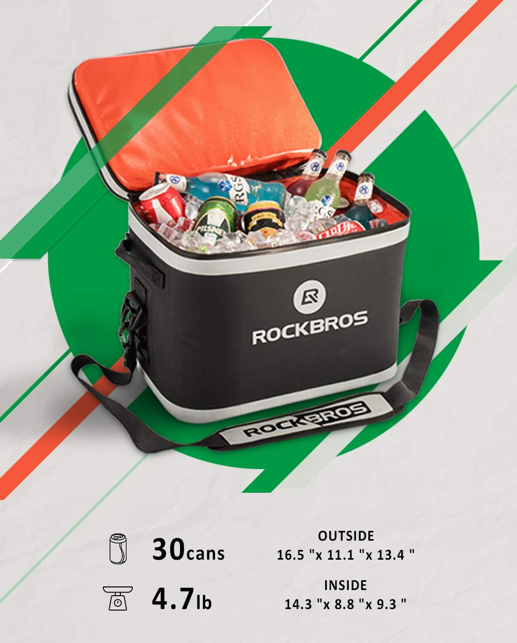 ROCKBROS Soft Cooler 30 Can Insulated Leak Proof Soft Pack - ROCKBROS