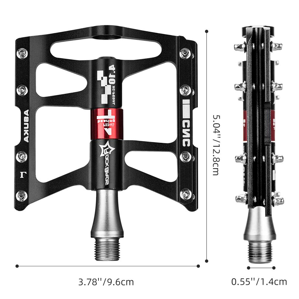 ROCKBROS 4 Bearings Mountain MTB Bike Pedals Platform Flat Aluminum Alloy 9/16" - ROCKBROS